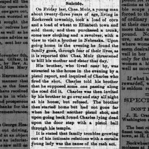 Rockcreek Township Suicide 1877