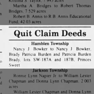Quit Claim Deeds - Hamblen Township