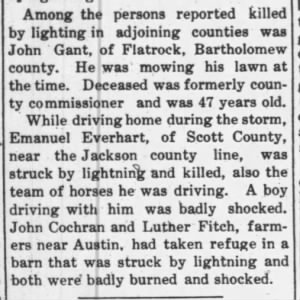 Death Notice Emanuel Everhart  June 1911