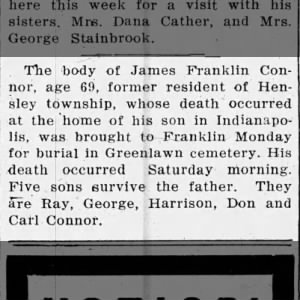 Obituary for James Franklin Connor