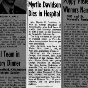 Obituary for Myrtie M. Davddson